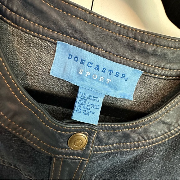Doncaster Denim Jacket with Blue Leather Trim - Size Large - Picture 2 of 7
